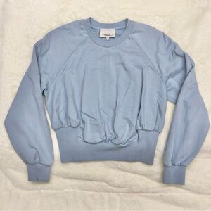 NEW 3.1 Philip lim raglan crew neck sweatshirt cropped banded bottom light blue